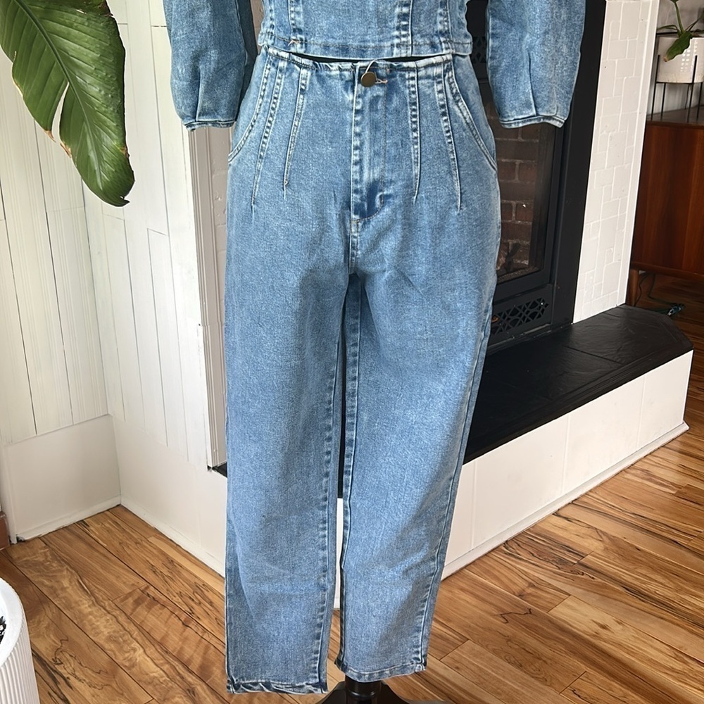 High Rise Cropped Blue Soft Denim Jeans